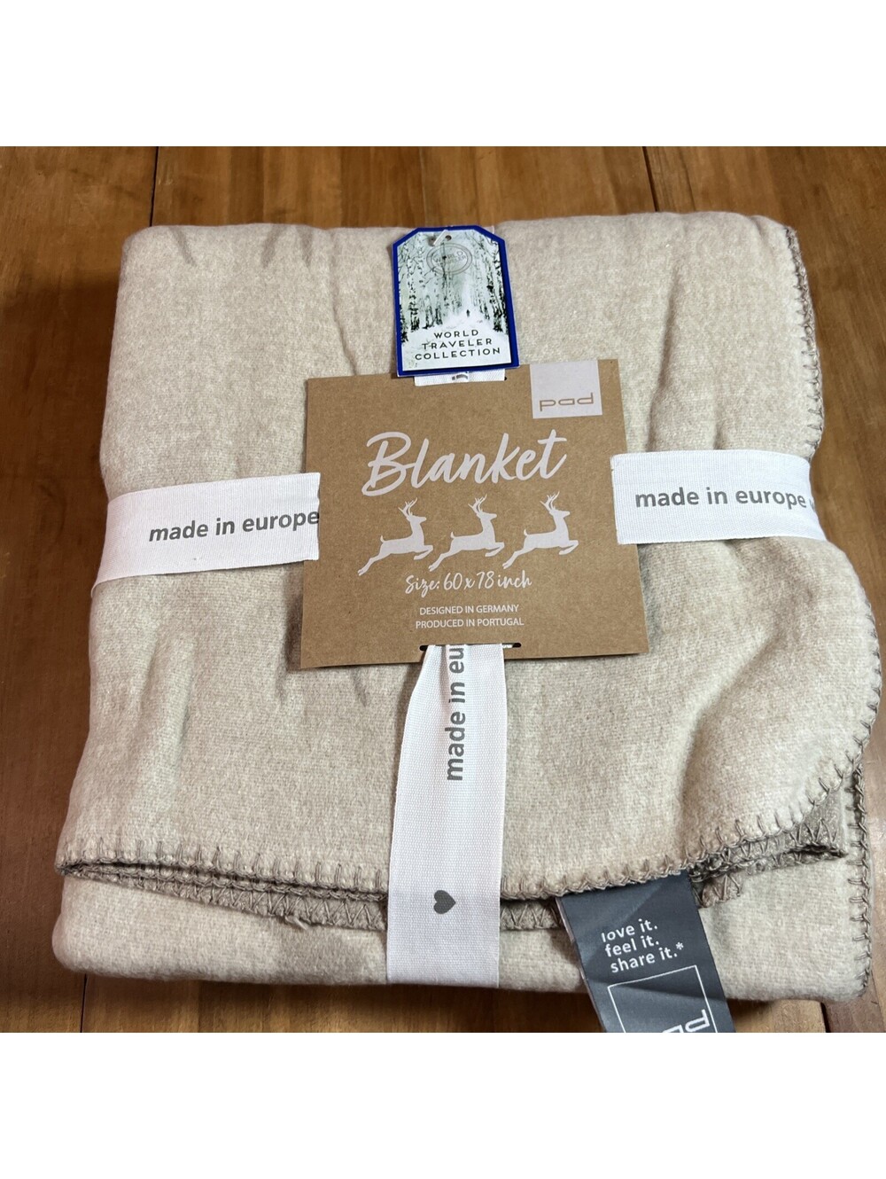 Pad World Traveler Reindeer Blanket 60” X 78”, New
